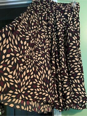 Sale 3/$20 Women's Circle Skirt Pants in Black with Cream & Burgundy Leaf Print